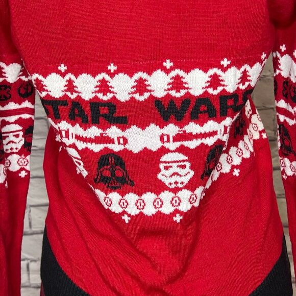 Star Wars Womens Red Ugly Christmas Button Front Cardigan Sweater Size Medium - Picture 3 of 6